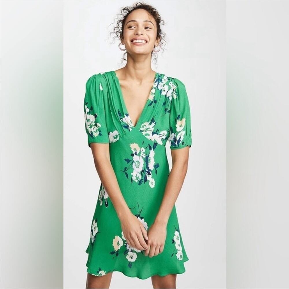 Free People Neon Garden green white floral dress size 0
